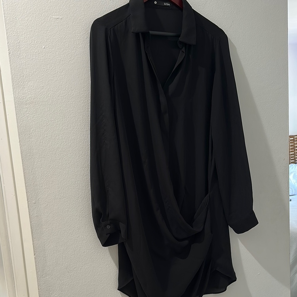 Krisa by revolve Black Draped Long Sleeve Blouse